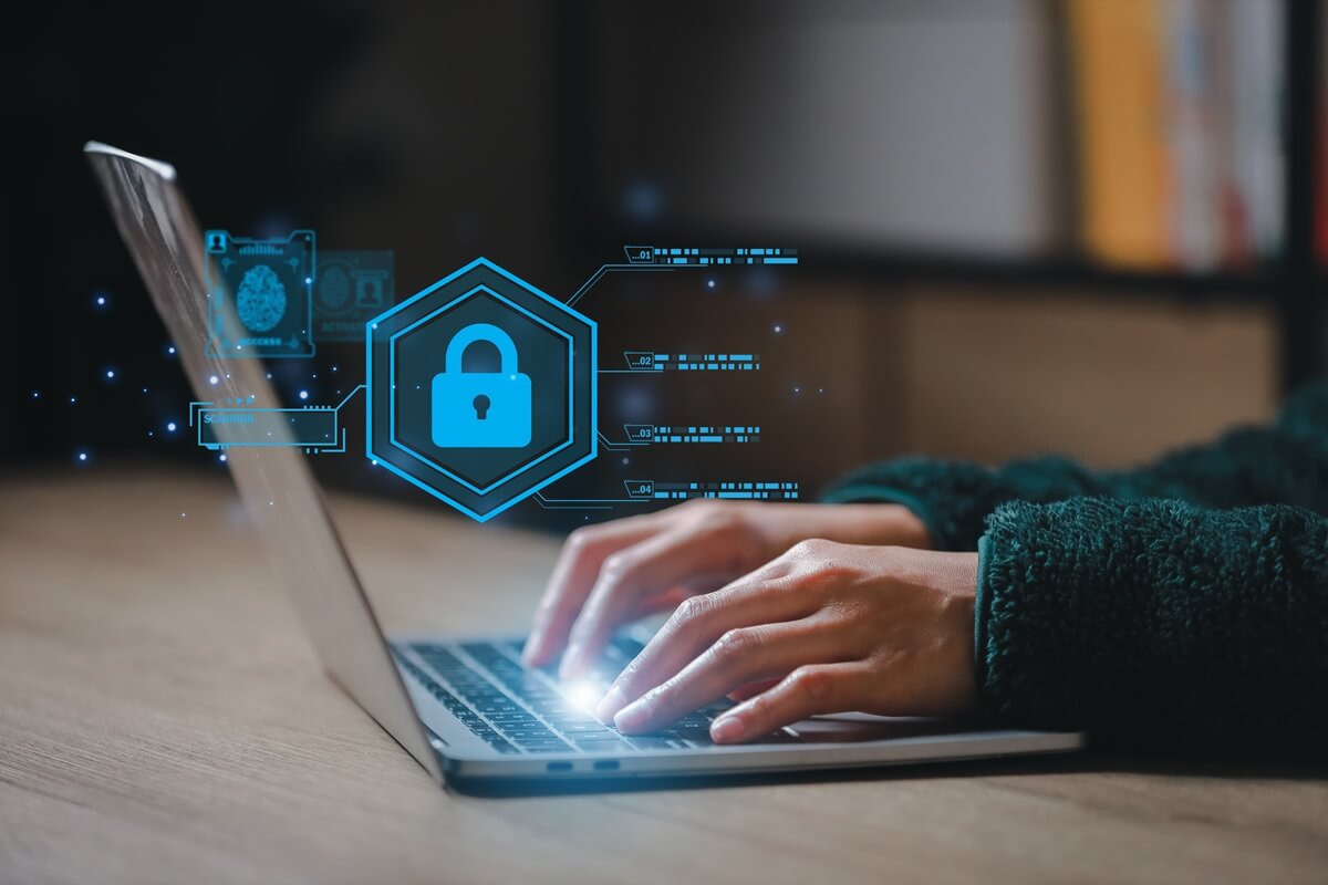 Cybersecurity and privacy and protect data concept. lock key ico