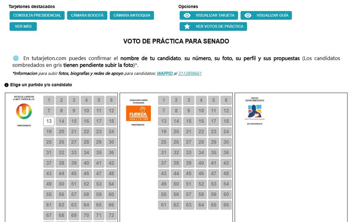 TuTarjeton es un simulador de votación creado en Colombia