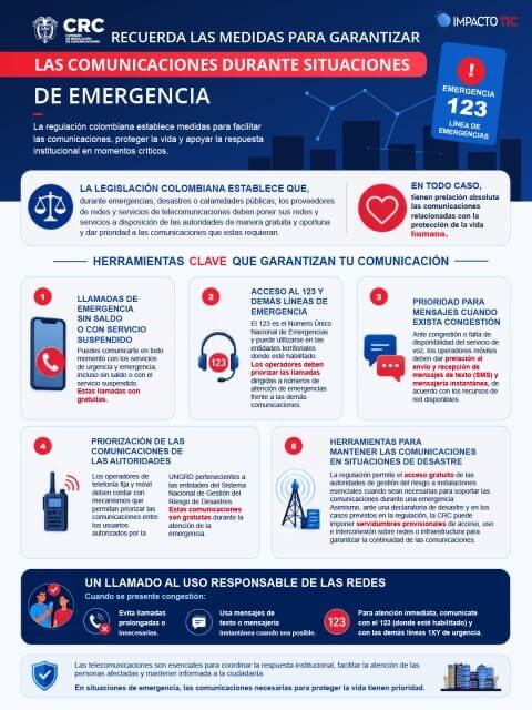medidas regulatorias garantizan la comunicación en la emergencia